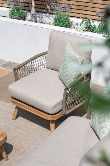 Maze Sandstone Garden Bali Rope Weave Corner Sofa Set with Lounge Chair