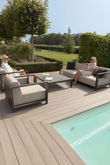 Maze Oatmeal Ibiza 3 Seat Garden Sofa Set With Square Coffee Table