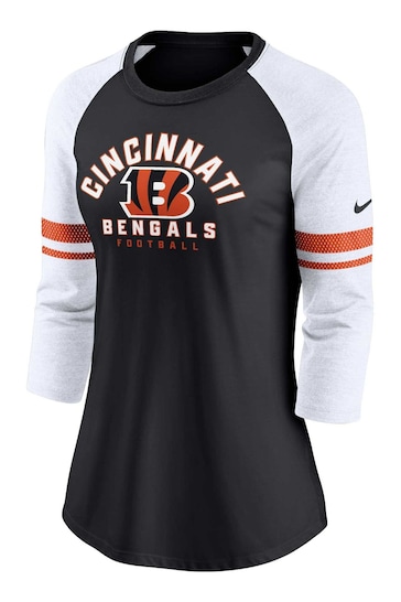 Fanatics NFL Cincinnati Bengals 3/4 Sleeve Fashion Black Top Womens