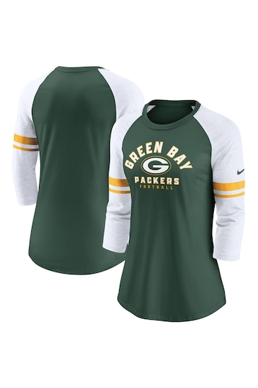 Fanatics Green NFL Bay Packers 3/4 Sleeve Fashion Top Womens