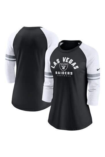 Fanatics NFL Las Vegas Raiders 3/4 Sleeve Fashion Black Top Womens