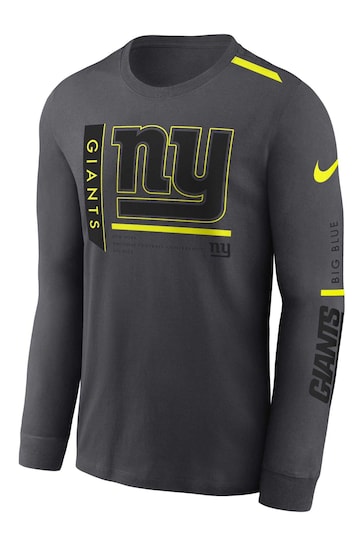 Fanatics Grey NFL New York Giants VOLT Long Sleeve Dri-FIT Cotton T-Shirt