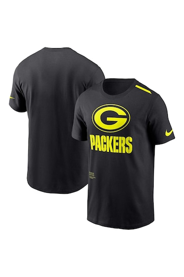 Fanatics NFL Green Bay Packers VOLT Short Sleeve Dri-FIT Cotton Black T-Shirt