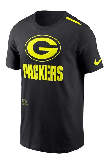 Fanatics NFL Green Bay Packers VOLT Short Sleeve Dri-FIT Cotton Black T-Shirt