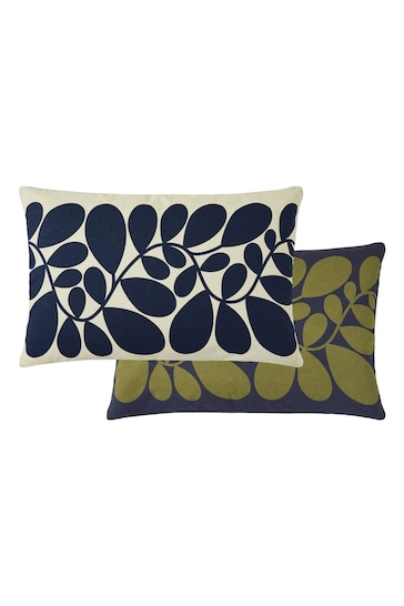 Orla Kiely Space Blue/Olive Green Sycamore Stripe Feather Filled Cushion