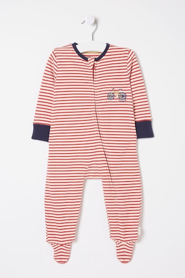 FatFace Red Bike Graphic Zipped Sleepsuit
