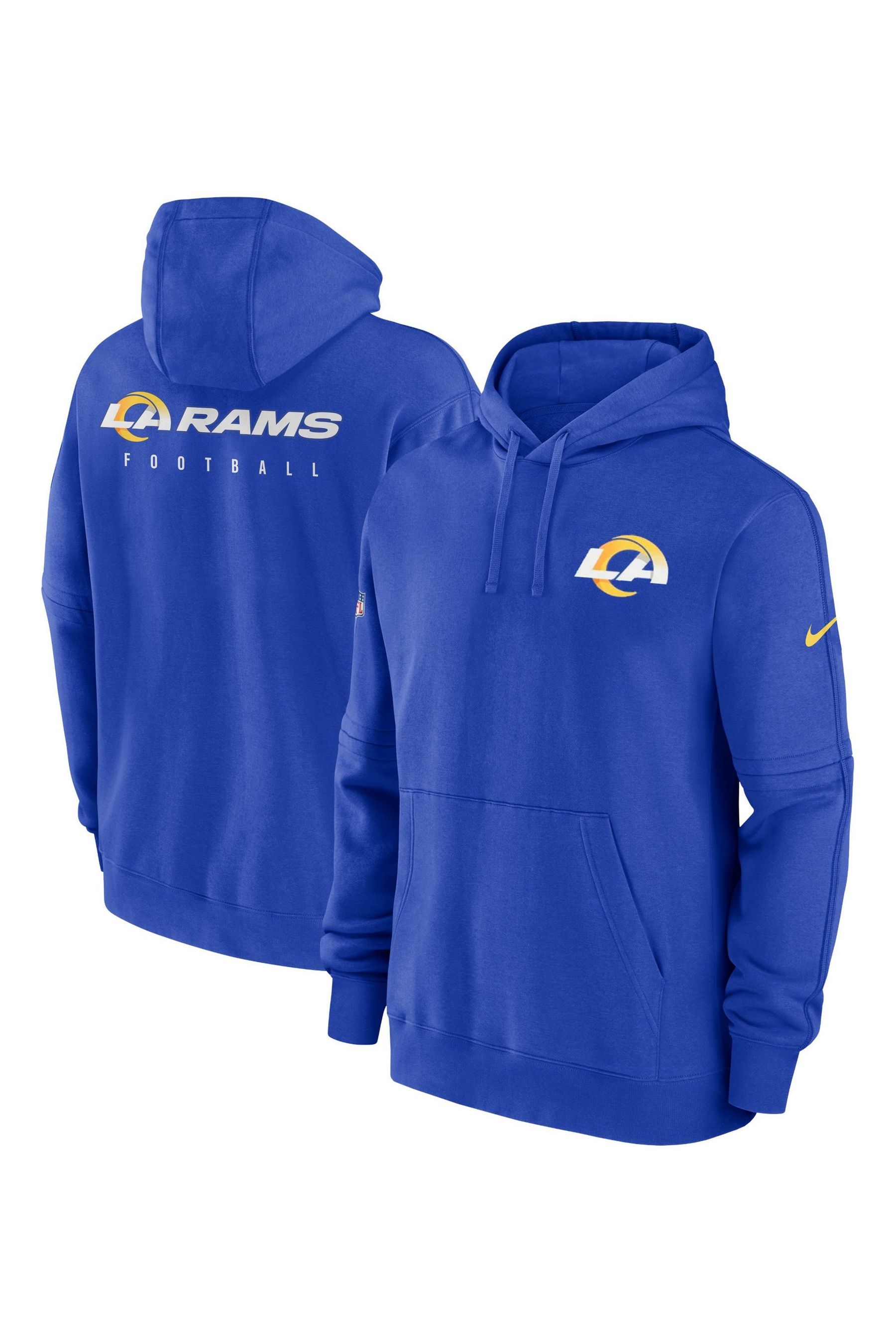 Buy Fanatics Blue Los Angeles Rams Sideline Club Fleece Pullover