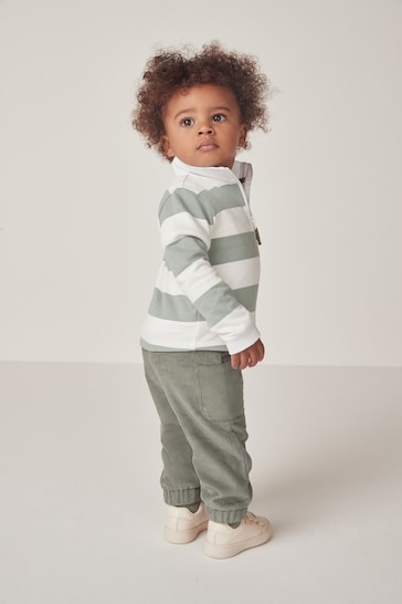 The White Company Green Organic Cotton Rugby Shirt & Cord Trouser Set