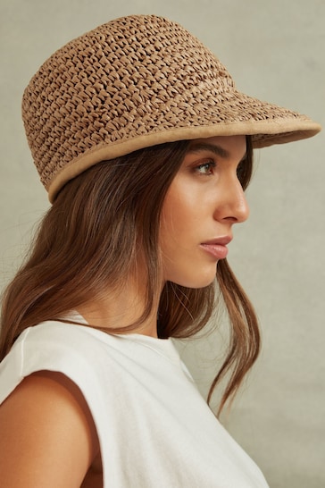 Reiss Natural Penelope Woven Straw Cap