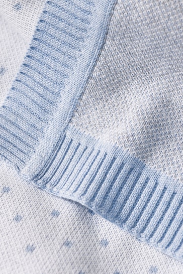 The White Company Blue Pom Bear Baby Blanket