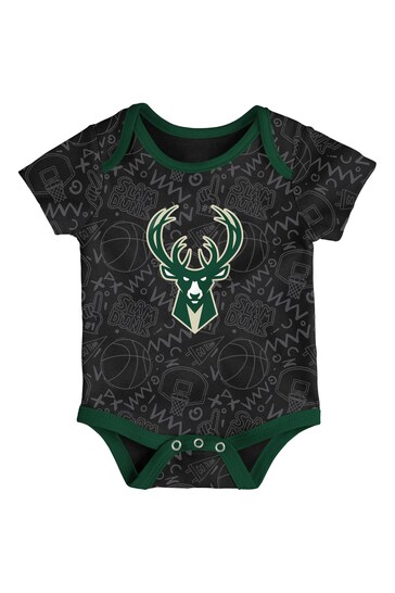 Fanatics Green NBA Milwaukee Bucks Slam Dunk 3pc Bodysuit Newborn