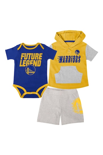 Fanatics Yellow NBA Golden State Warriors Bank Shot Creeper Short & T-Shirt Set Infants