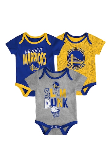 Fanatics Blue NBA Golden State Warriors Slam Dunk 3pc Bodysuit Infants