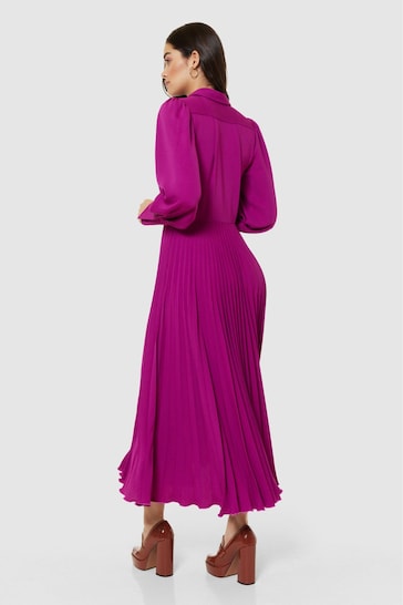 Closet London Purple Pleated Shirt Dress