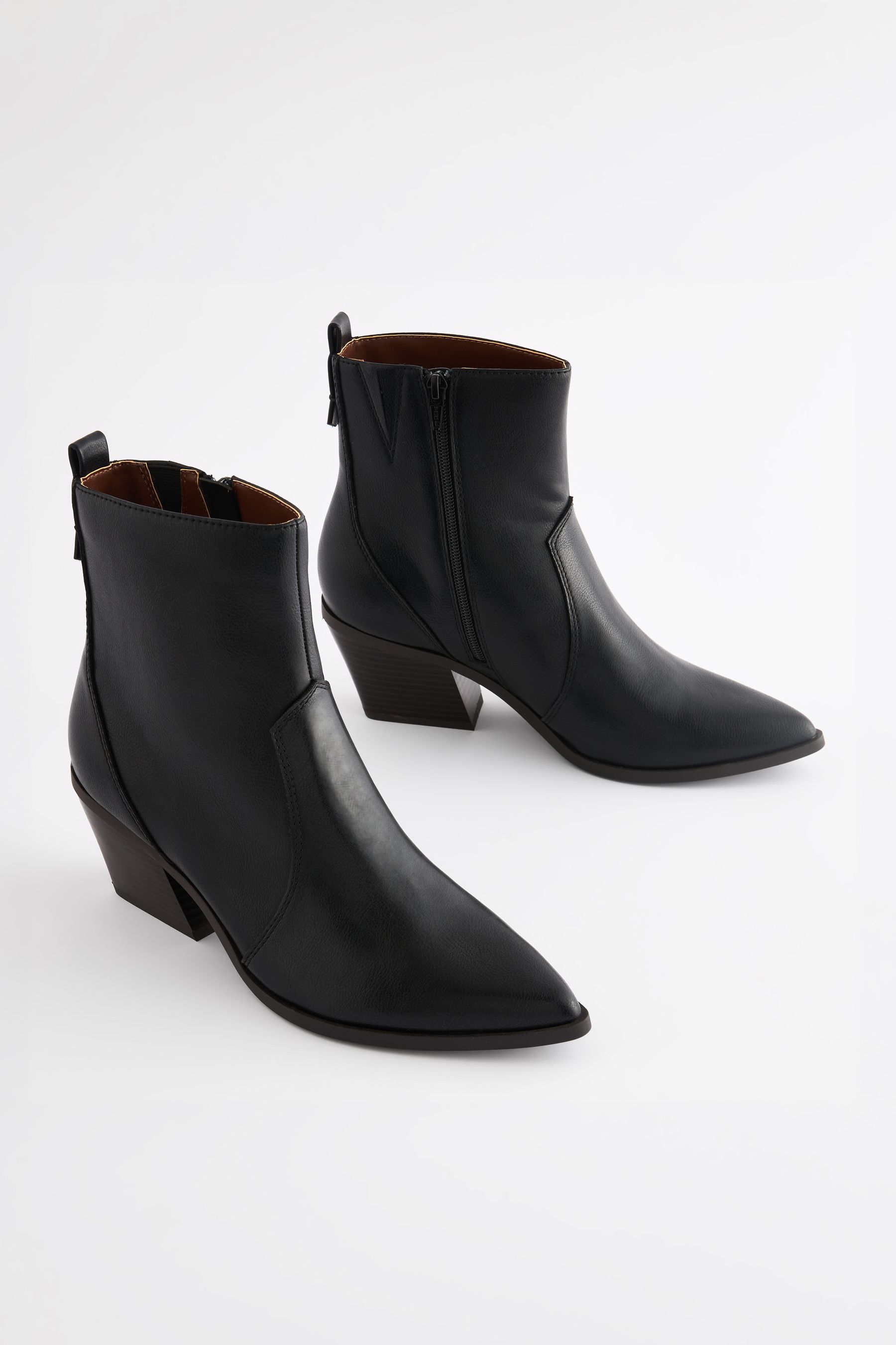 Black Tumbled Standard Wide Fit Forever Comfort Cowboy Western Ankle Boots