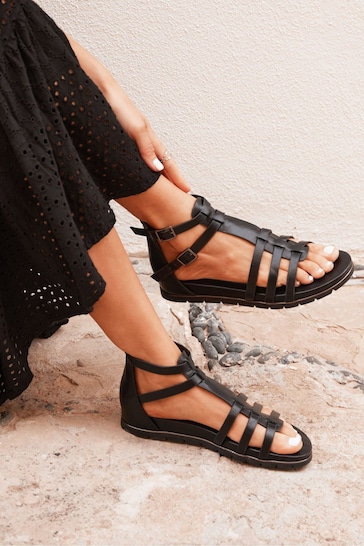 Linzi Black Tour Closed Back Gladiator Style Sandals