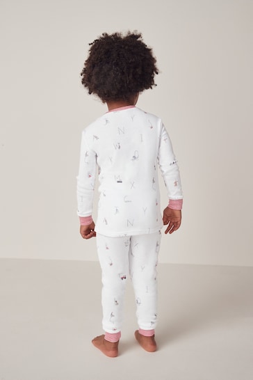 The White Company White Organic Cotton Slim Fit Animal Alphabet Print Pyjamas