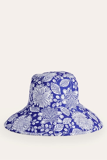 Boden Blue Printed Canvas Bucket Hat