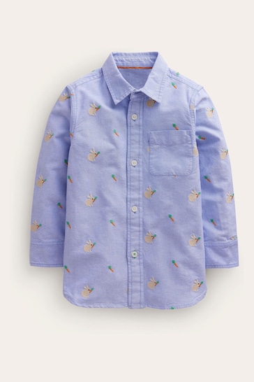 Boden Blue Bunny Embroidered Oxford Shirt