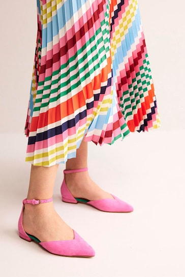 Boden Pink Ankle Strap Point Flats