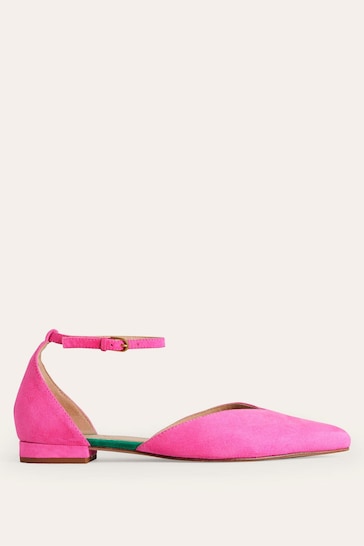Boden Pink Ankle Strap Point Flats