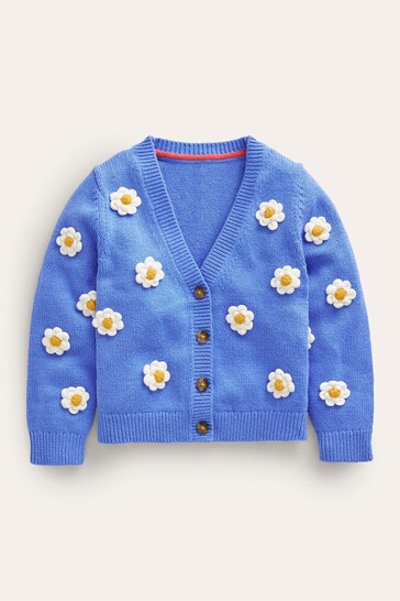 Boden Blue Fun Strawberry Crochet Cardigan