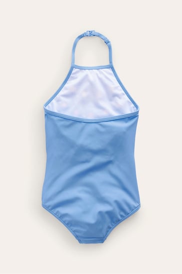 Boden Blue Halterneck Flutter Swimsuit