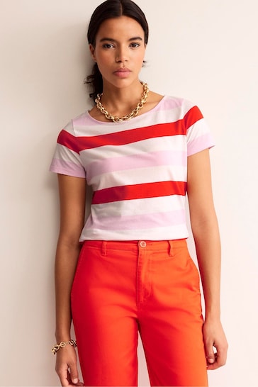 Boden Pink Multi Ava Short Sleeve Breton T-Shirt