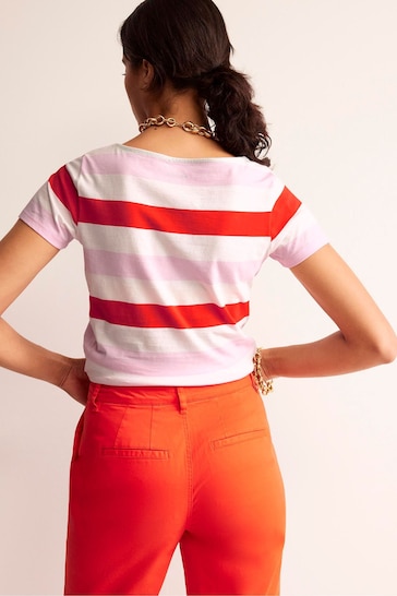 Boden Pink Multi Ava Short Sleeve Breton T-Shirt