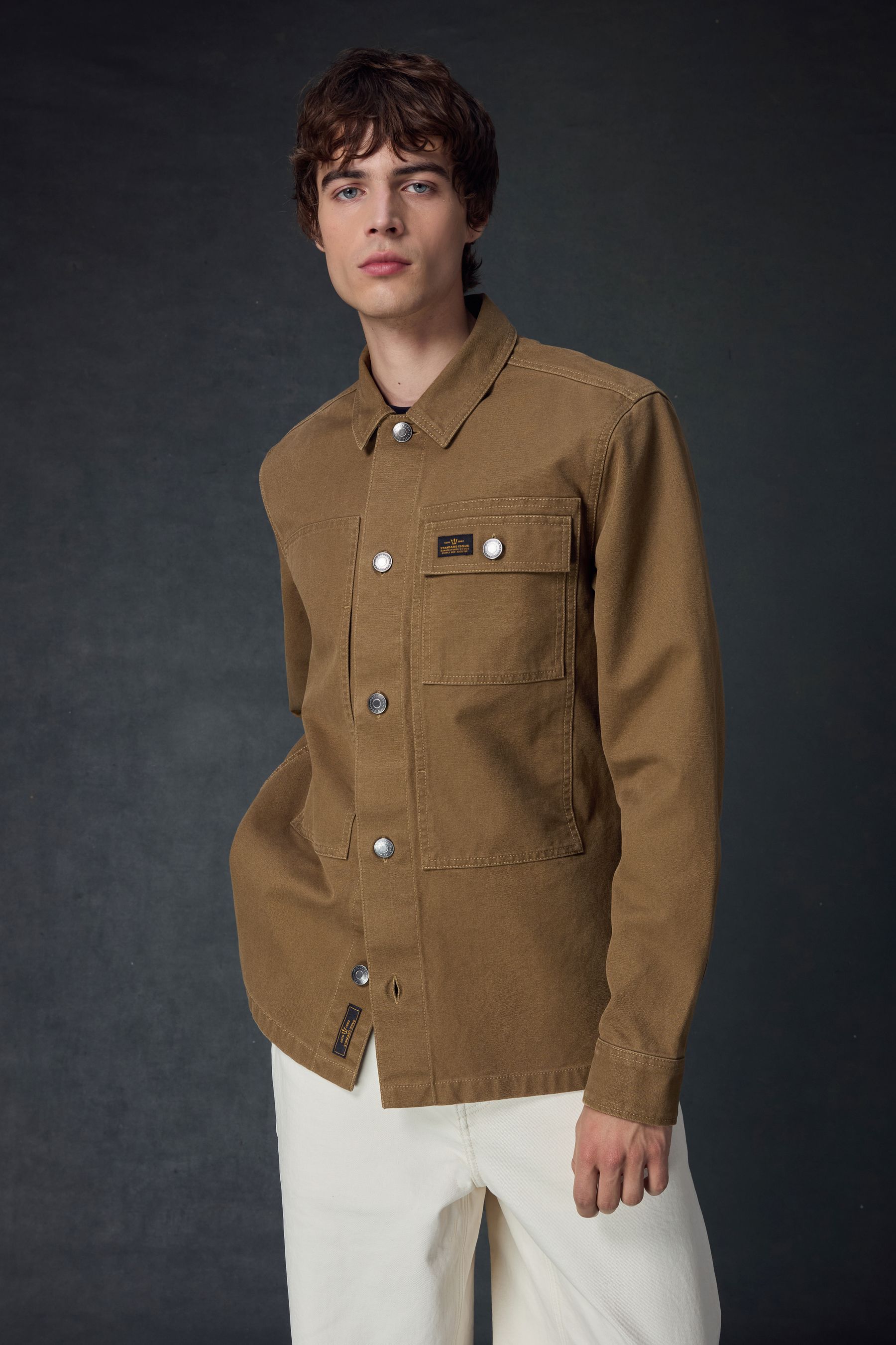 Brush canvas overshirt sales