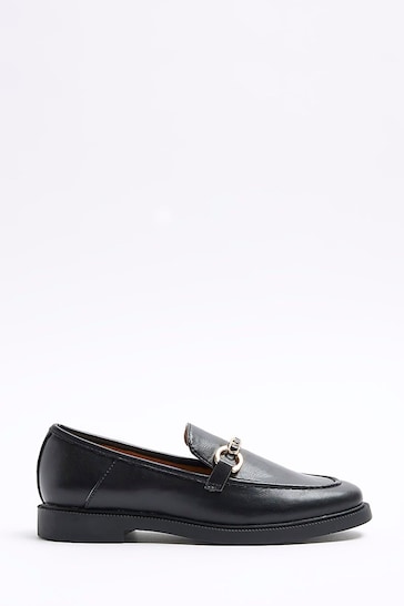 River Island Black Chain Detail Loafers