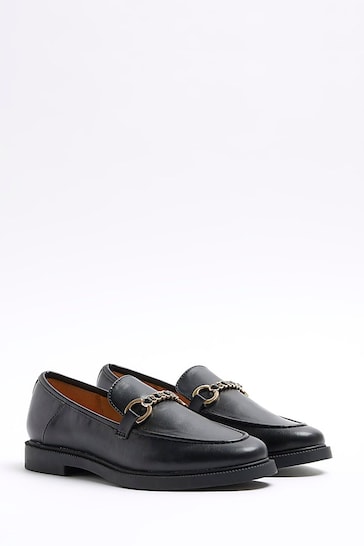 River Island Black Chain Detail Loafers