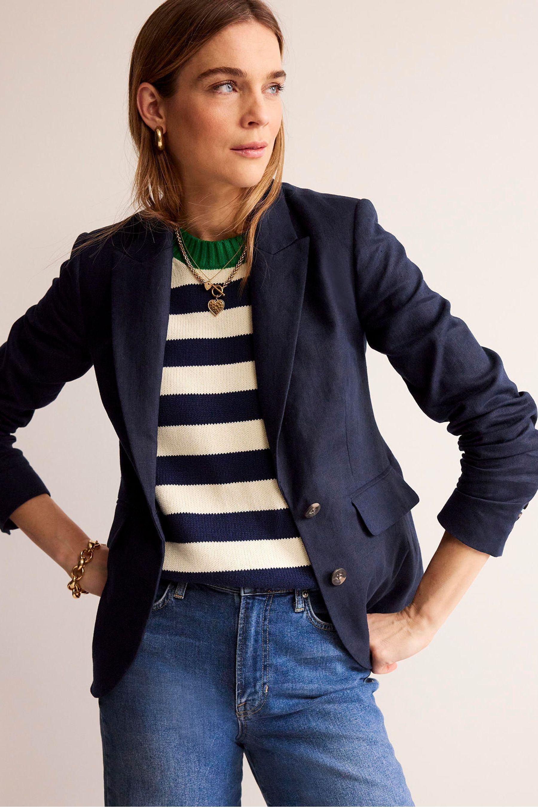 Buy Boden Blue Marylebone 100 Linen Blazer from the Next UK online shop