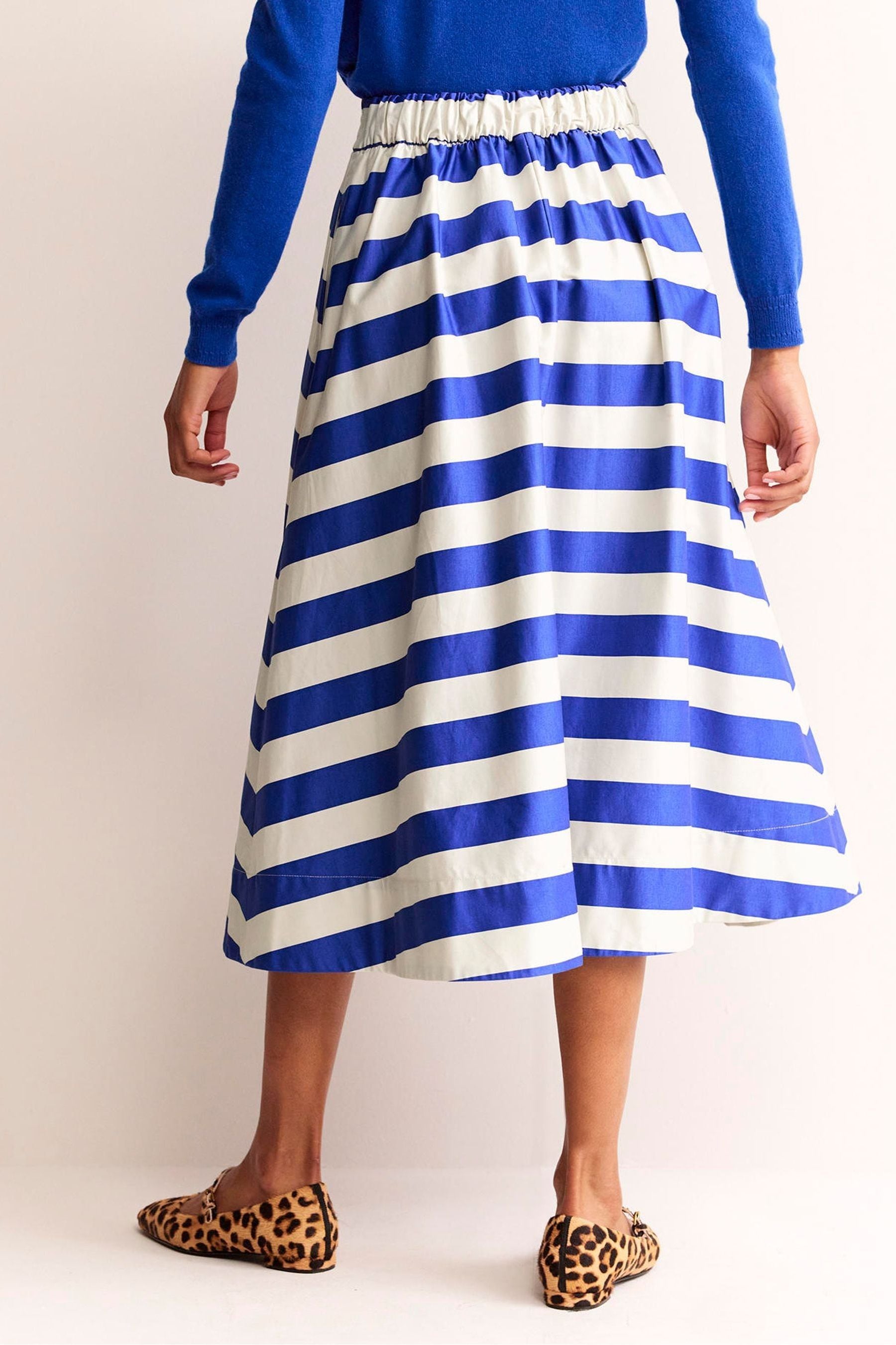 Buy Boden Blue Isabella Cotton Sateen Midi Skirt from the Next UK