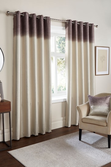 Fusion Chocolate Ombre Strata Dim Out Pair of Eyelet Curtains