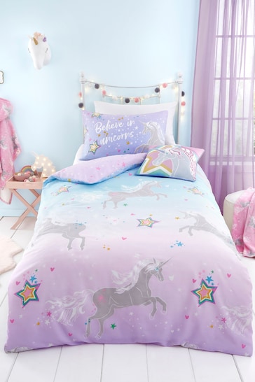 Bedlam Lilac Ombre Unicorn Glow in the Dark Duvet Cover Set