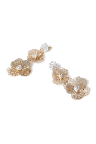 Aela Gold Tone Wired Flower Drop Earrings