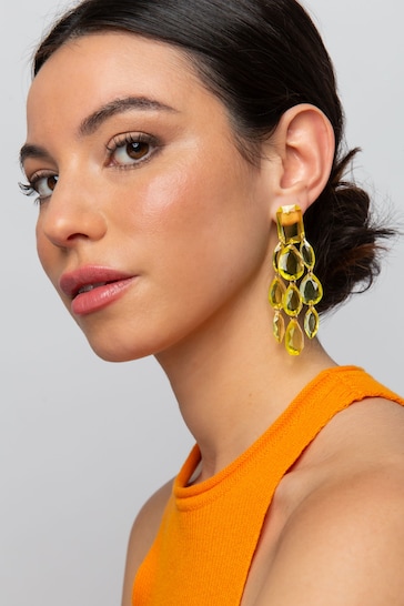 Aela Yellow Gem Chandelier Earrings