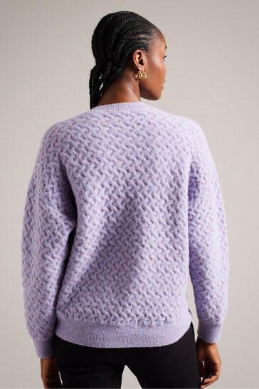 Ted Baker Purple Easy Fit Morlea Horizontal Cable Sweater