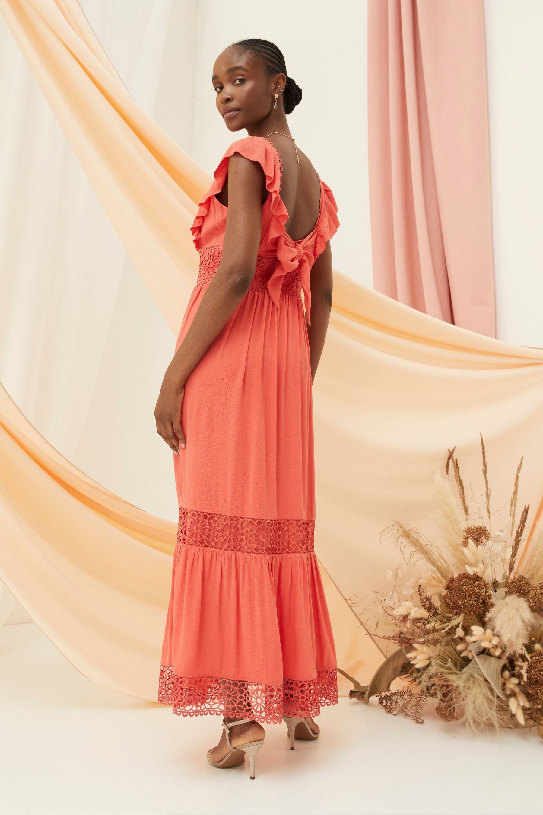 Buy FatFace Pink Hibiscus Lace Maxi Dress from the Next UK online shop