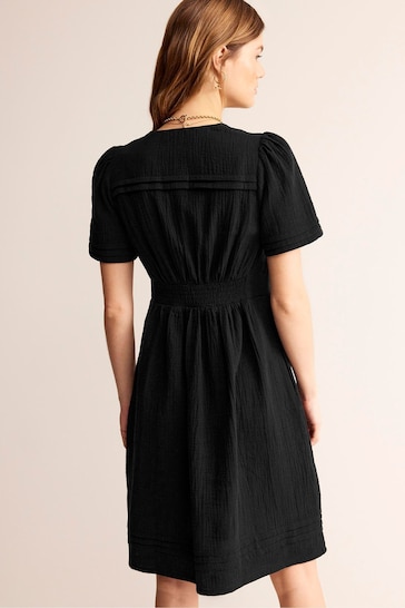 Boden Black Eve Double Cloth Short Dress