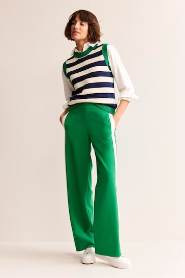 Boden Green Pull On Side Stripe Trousers