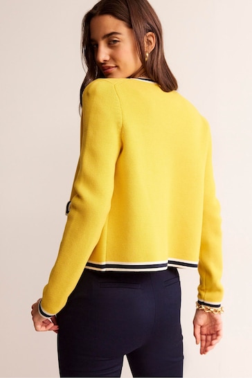 Boden Yellow Holly Cropped Knitted Cardigan