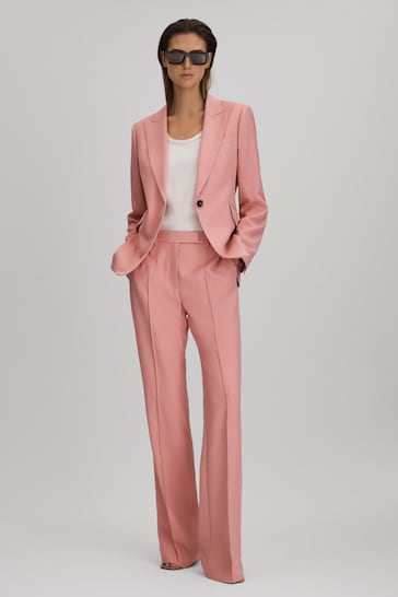 Reiss Pink Millie Petite Flared Suit Trousers