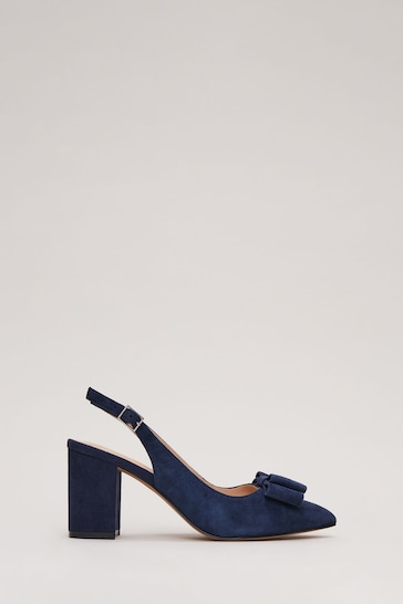 Phase Eight Blue Bow Front Slingback Block Heel Shoes