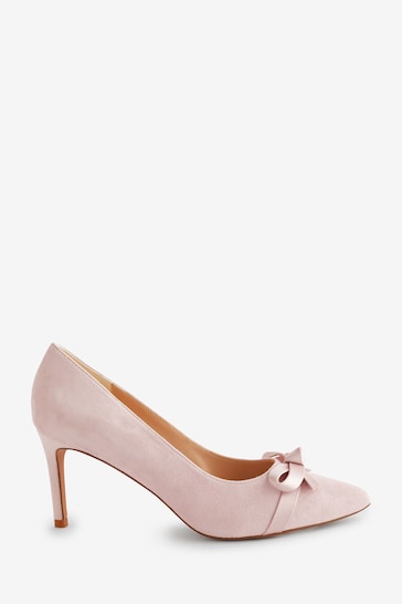 Phase Eight Pink Suede Bow Front Court Shoes