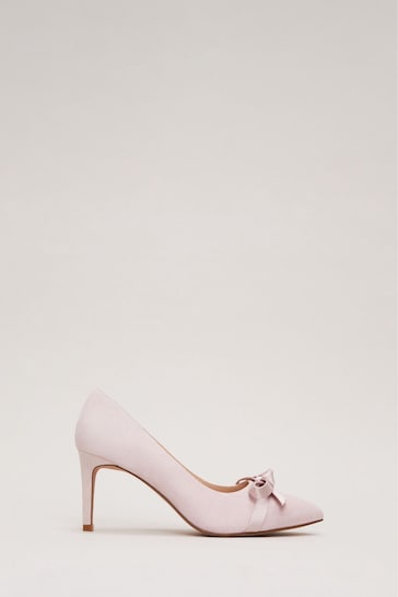 Phase Eight Pink Suede Bow Front Court Shoes