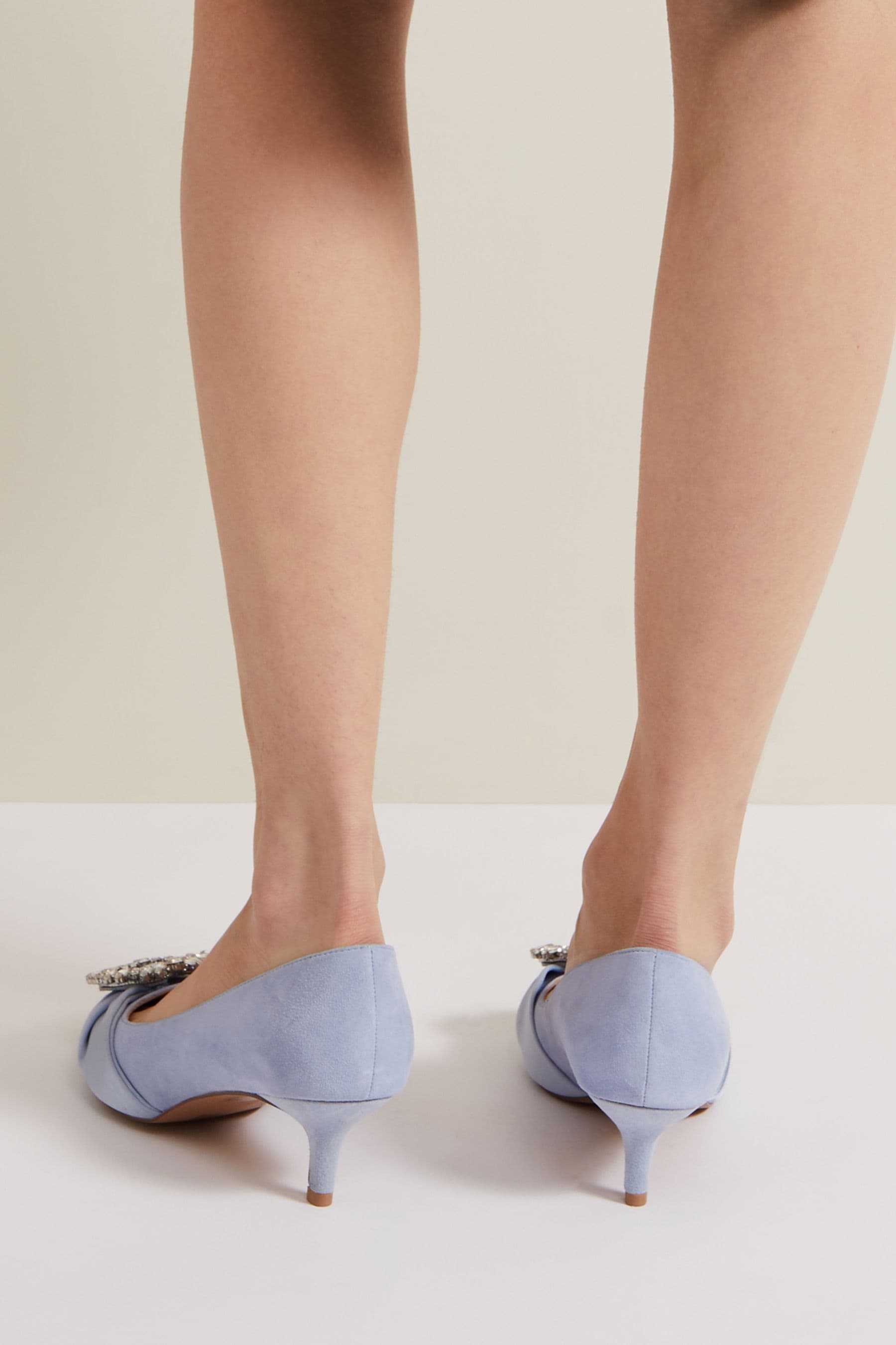 Phase Eight Blue Embellished Kitten Heel Shoes