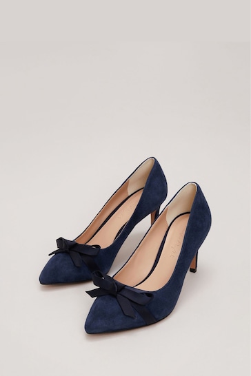Phase Eight Blue Suede Bow Front Court Shoes