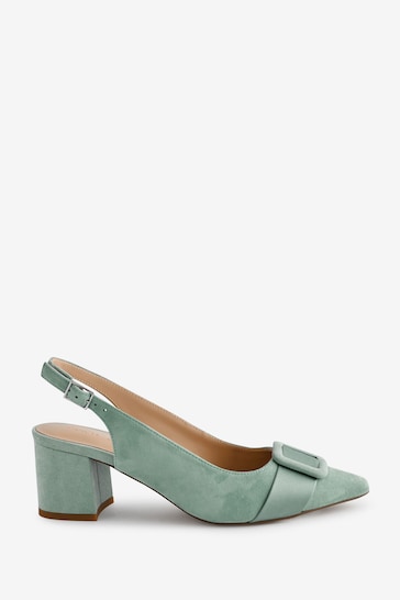 Phase Eight Green Suede Buckle Block Heel Shoes